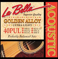 Комплект струн для акустич. гитары 40PUL Golden Alloy. Ultra Light 9-48 